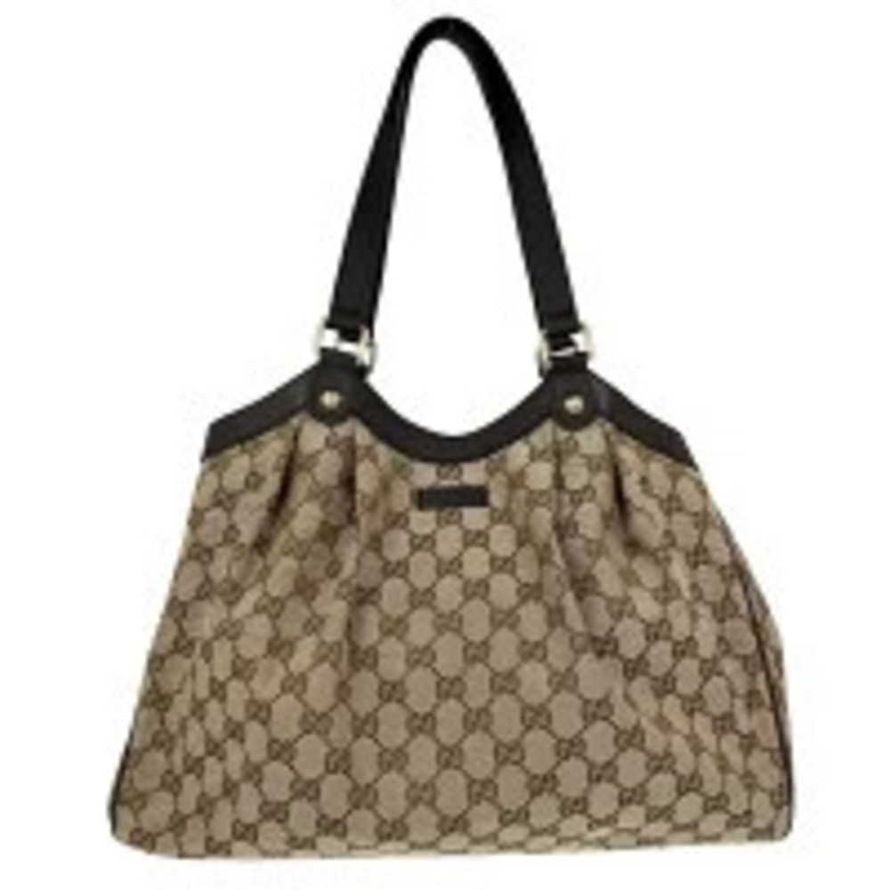 Gucci handbag tote bag GG canvas leather brown